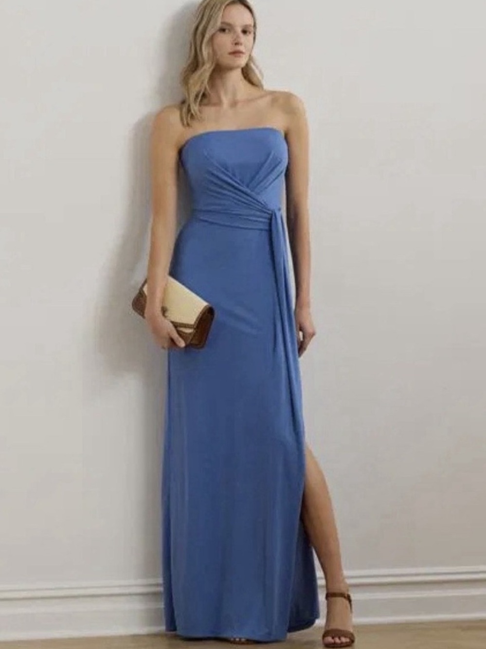 Ralph Lauren Strapless Periwinkle Evening Dress